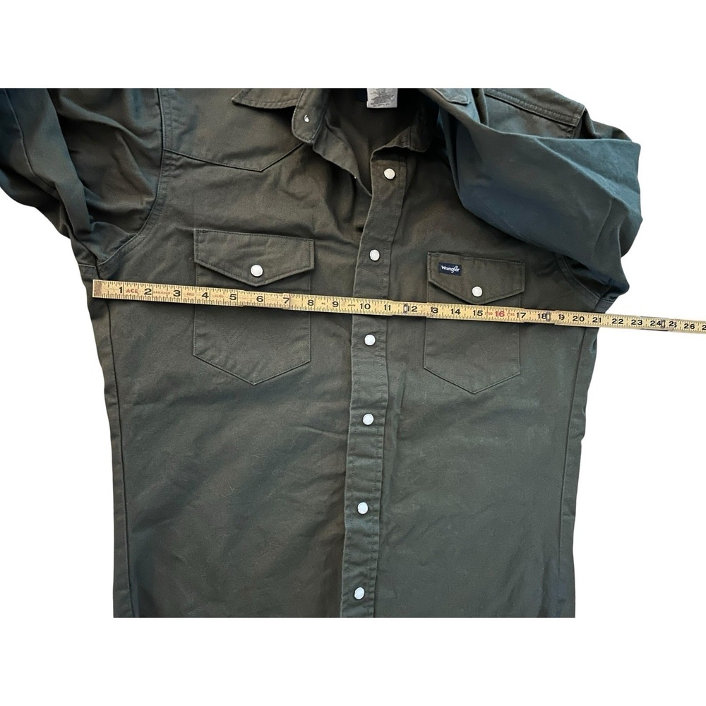 Wrangler Mens Western Pearl Snap Heavy Cotton Like Brushpopper M - Picture 6 of 7
